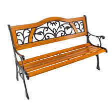 tan metal and wood outdoor bench 8mb150