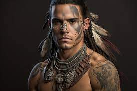 native american tattoo on his forehead