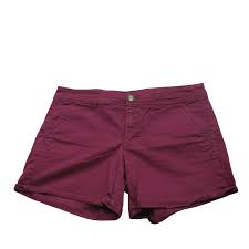 American Eagle Womens Chino Shorts Stretch Mid Rise Pocket Maroon Size