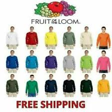 Details About Fruit Of The Loom Long Sleeve T Shirt Hd Cotton Soft Color Plain Blank T 4930