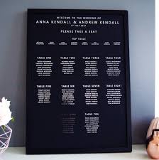 Large Black And Silver Wedding Seating Table Plan Chart