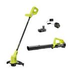 18V ONE+ Lithium-Ion Cordless 10-inch String Trimmer and Blower Kit with 2.0Ah Battery and Charger P2037 Ryobi
