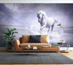 White Horses Animals 3d Wall Mural