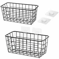 2 Pack Storage Baskets Metal Wire Wall