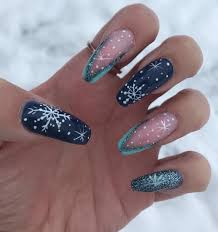 blue snowflake nails perfect for the