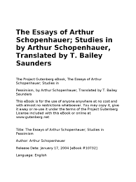 schopenhauer art essays docshare tips essays of arthur schopenhauer