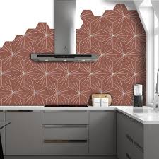 Sunwings Orange 6 In X 7 In Matte Composite Hexagon Marble Look L And Stick Wall Tile 9 9 Sq Ft Carton Hexl Org 45pcs