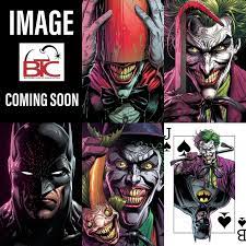 This is the list of the things on the cards in order. Batman Three Jokers 1 Of 3 5 Pack Set W Free Playing Cards Promo P Big Time Collectibles