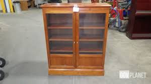 Glass Door 3 Shelf Wood Cabinet In