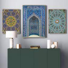 Moroccan Blue Wall Art Vintage Posters Prints Ceiling Hafez Tomb Retro  Modern Mosque Persian Canvas Painting Pictures Home Decor - Painting &  Calligraphy - AliExpress