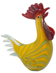 Blown Glass Rooster Handmade Crystal