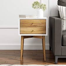 Nightstands are an essential element in any bedroom. Amazon Com Nathan James 32703 Harper Mid Century Side Table 2 Drawer Nightstand Black Brown Kitchen Dining Wooden Side Table Modern Side Table Brown Nightstands