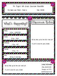 Custom Classroom Newsletter Printable Sample Home