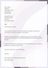 free word template resignation letter