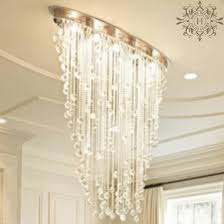 Modern Crystal High Low Ceiling Light Dining Room Code Chn 30211