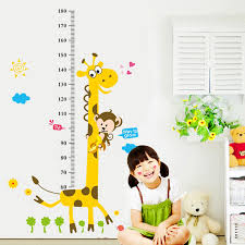 Us 3 23 15 Off Kids Height Chart Wall Sticker Home Decor Cartoon Giraffe Height Ruler Home Decoration Room Decals Wall Art Sticker Wallpaper In Wall
