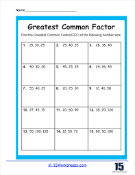 greatest common factors worksheets 15