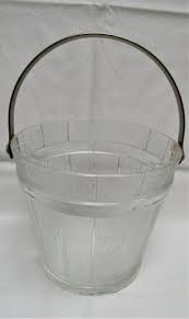 Glass Ice Bucket Hammered Metal Handle