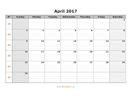 April 2017 Calendar Template 1 Allwaycarcare Com