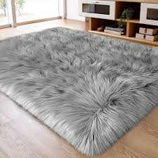 fluffy faux sheepskin rug 6 x 8