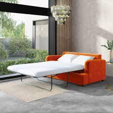 orange velvet sofa bed pull out 2