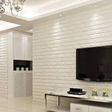 Pvc White 3d Foam Brick Wallpaper