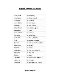 reflexive verbs spanish list fill