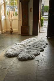 sheepskin rug yetti pewter grey quad