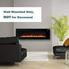 Valuxhome 60 In Wall Mount Electric Fireplace Vent On The Top With Timer And Remote Log And Crystal Touch Screen In Black 60 Black