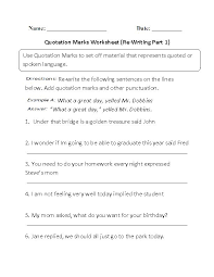 Quotation Marks Punctuation Worksheets