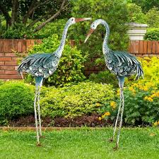 Metal Crane Garden Statues