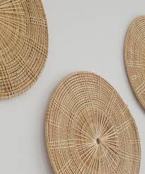 Set Of 4 Handwoven Wicker Rattan Wall