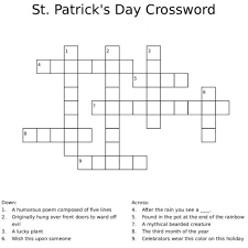 Patrick's day but do you know the all the info on this day of the leprechaun? St Patrick S Day Crossword Puzzle The Oarsman
