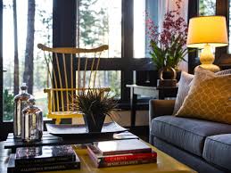 gray and yellow living room design