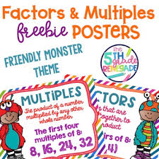 Factors And Multiples Poster Anchor Chart Freebie Friendly Monster Theme