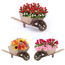 Wooden Wheelbarrow Planter Flower Cart