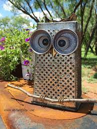 Kitchen Grater Owl Metal Garden Art
