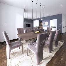 When you buy monsoon pacific milan faux leather dark brown dining chairs, set of 2 or any living product online from us, you become part of the houzz family. Luxurious Modern Dining Room Boasts A Wood Dining Table Illuminated Stock Photo Picture And Royalty Free Image Image 113376801