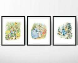 3 peter rabbit nursery prints beatrix