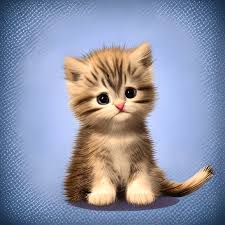 fluffy adorably cute baby kitten 3d