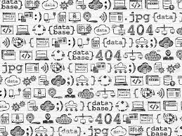 Handdrawn Programming Icons On Grungy