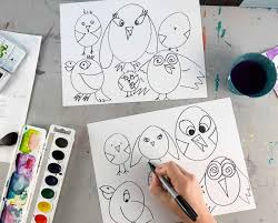 easy rainbow bird painting for kids