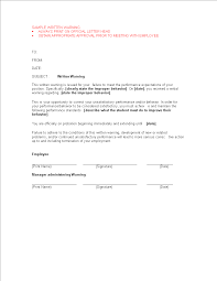 Warning Letter To Employee For Poor Performance Templates