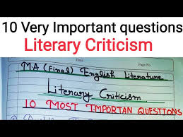 important questions literary criticism