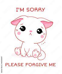 apologize card sad little kitten and
