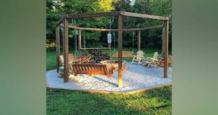 You can swing and feel the warmth of the flames as you soak in the natural ambiance. Octagon Fire Pit Swings Project By Barry At Menards