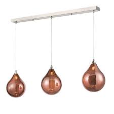 Franki Copper Glass 3 Light Bar Pendant