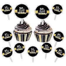 Ediblecaketoppers.com offers a large range of personalized edible cake toppers and custom edible cupcake toppers. 6pcs Lot Happy 18 20 30 40 50 60th Anniversary Cupcake Topper Gold Black Cake Topper Wedding Birthday Party Cake Decoration Cake Decorating Supplies Aliexpress