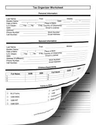 Tax Organization Worksheet Two Pages Template