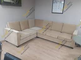 Modern Brown And White L Shape Sofa Set
